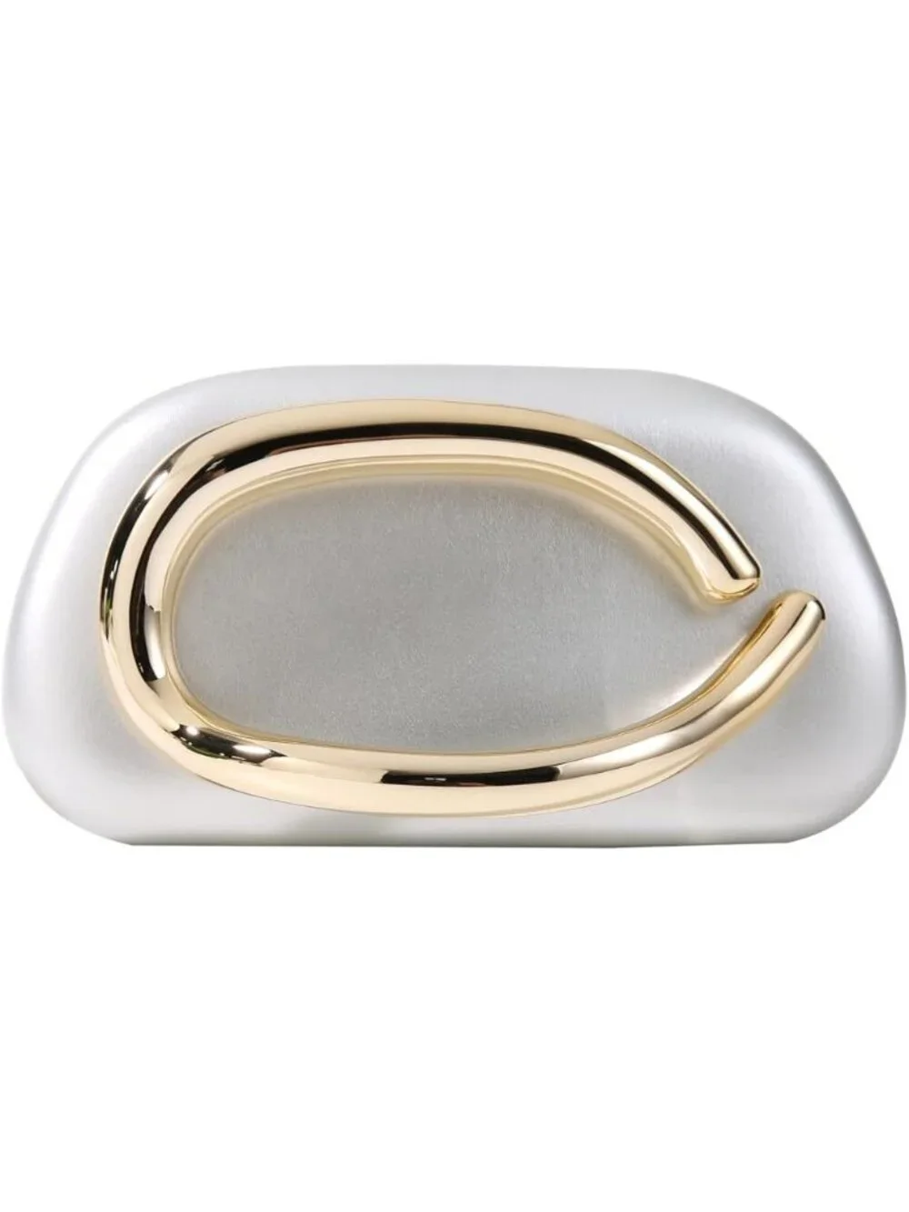 👜Women's Silver Art Deco Clutch Gold-Tone Handle Evening Party Purse Bag